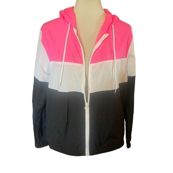 No Boundaries Full Zip Long Sleeve Colorblock Hooded Windbreaker Size XL (15-17) - Picture 5 of 9